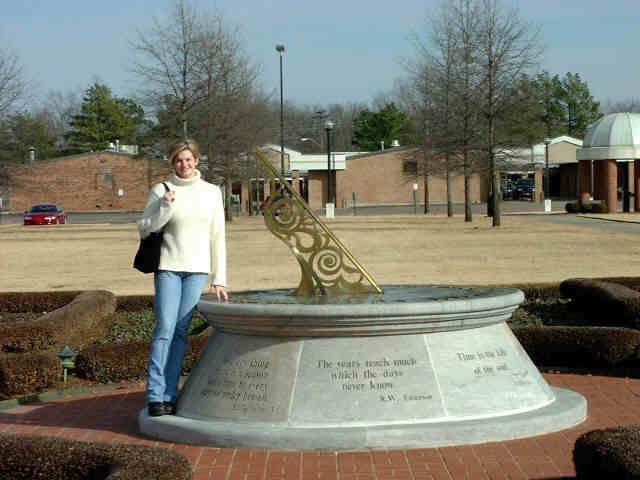 This is a large sundial located in the middle of the campus.