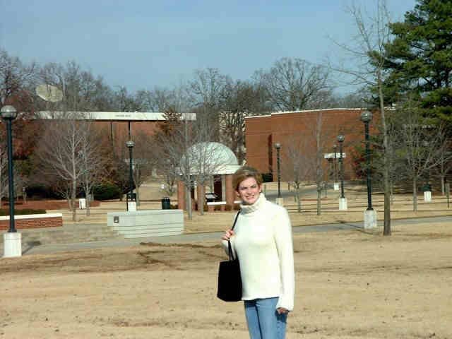 Library and Student Union in the background.